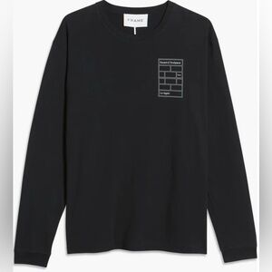 NWT. FRAME Research & Development Long Sleeve Tee Shirt in Noir Black Size Large